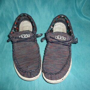 Hey Dude Wally Sox Men's Size 10 Blue Orange Knit Casual Shoes retail $60